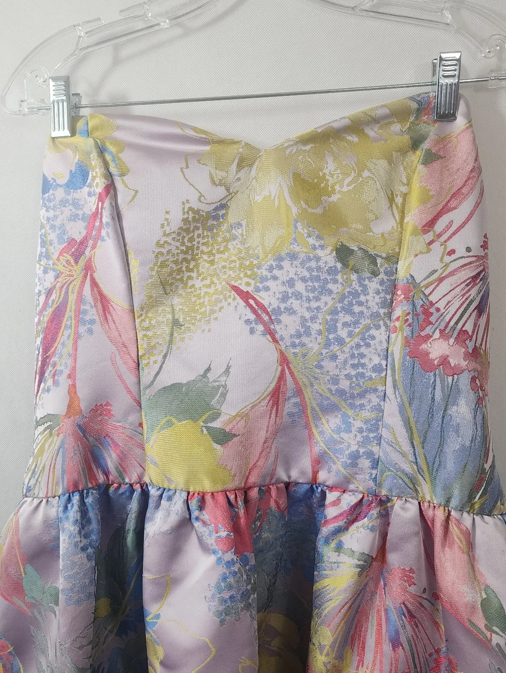 Aidan Mattox Floral Jacquard Strapless Gown - Picture 7 of 8